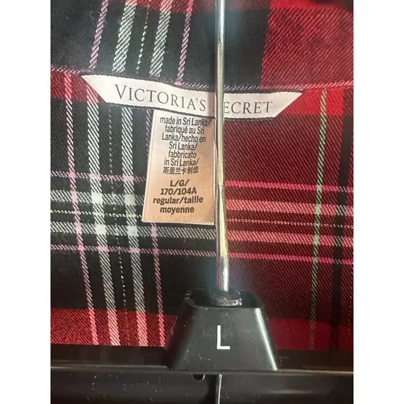 Victoria's Secret Shimmer Flannel Long Sleeve Shirt Pants Plaid Pajama Set Large - Picture 15 of 16